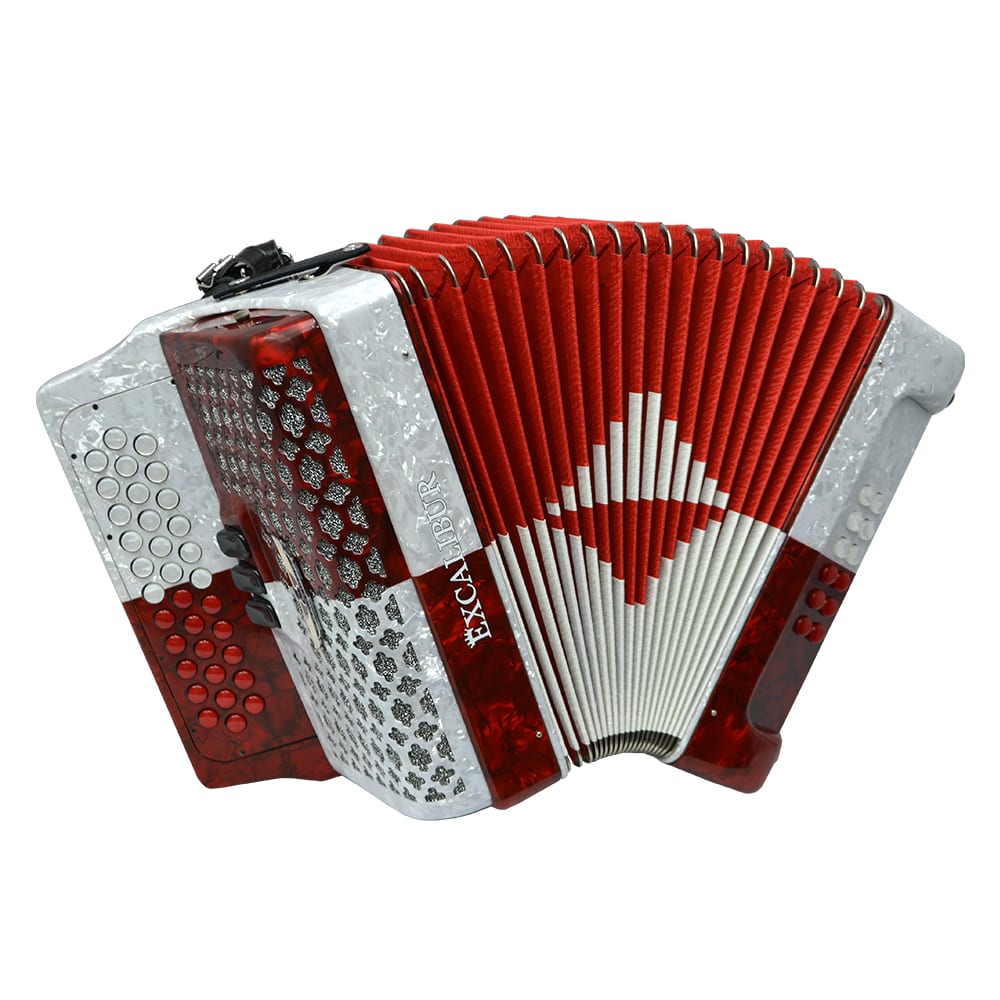 Excalibur Super Classic PSI 3 Row Button Accordion - Red/White -  Key of FBE