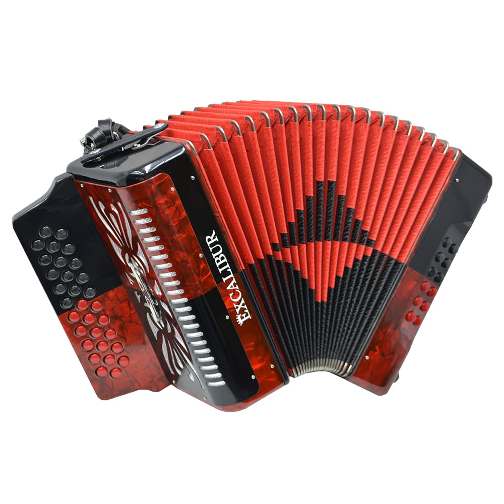 Excalibur Super Classic PSI 3 Row - Button Accordion - Red/Black -  Key of FBE