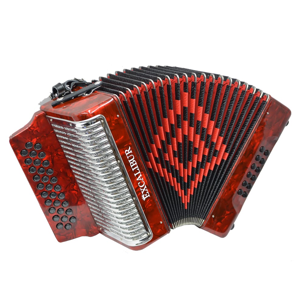 Excalibur Super Classic PSI 3 Row - Button Accordion - Red -  Key of EAD
