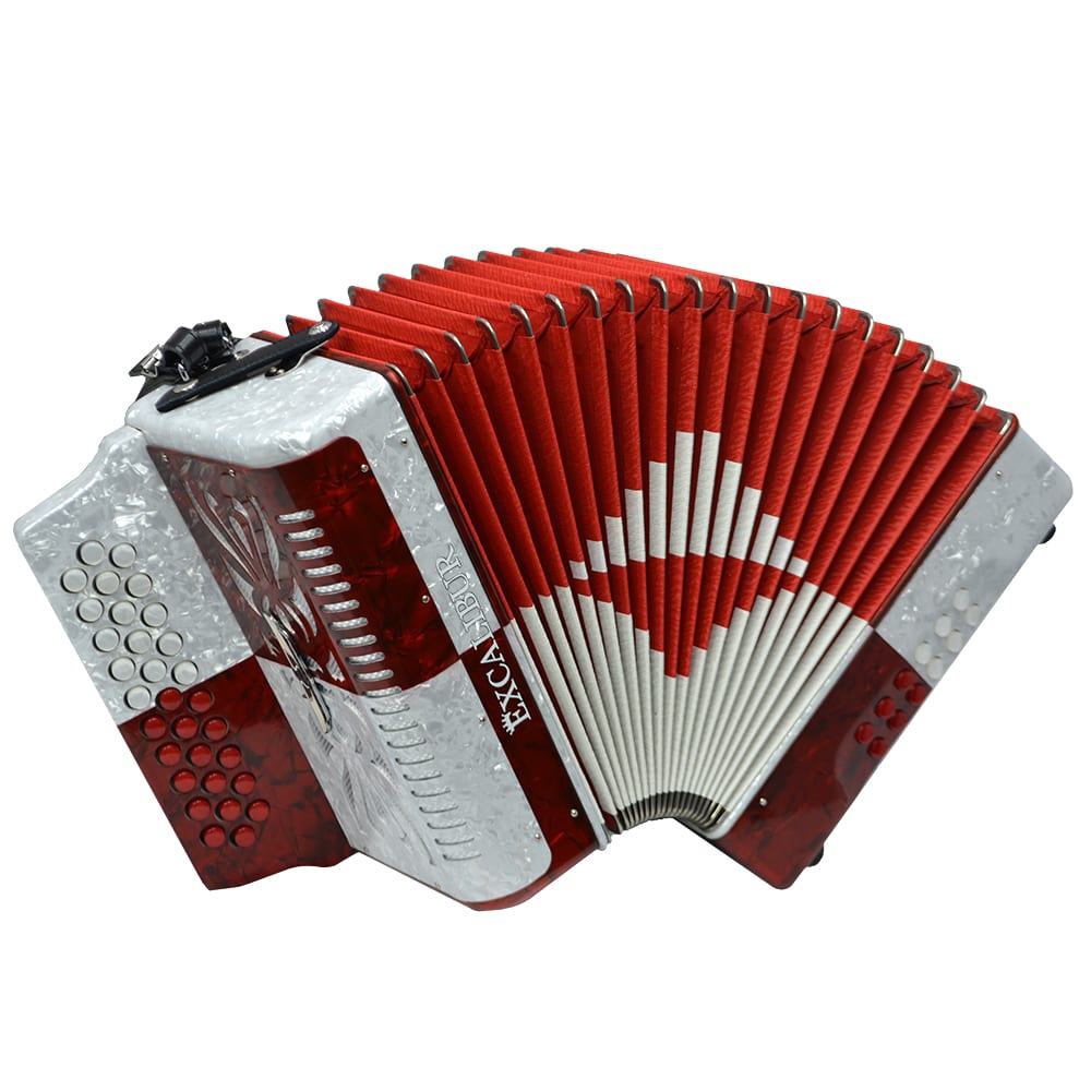 Excalibur Super Classic PSI 3 Row - Button Accordion - Red/White -  Key of FBE
