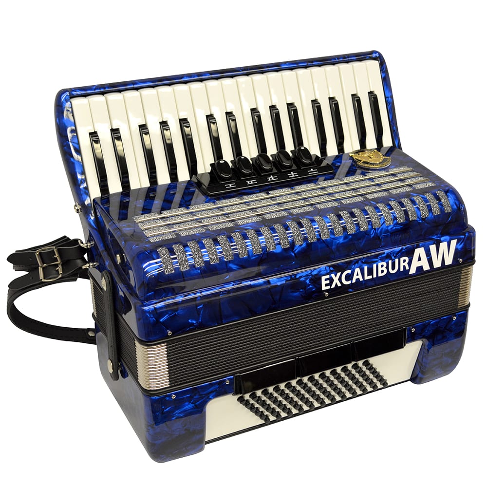 Excalibur Akordeon Werks (AW) 72 Bass Piano Accordion - Pearl Blue