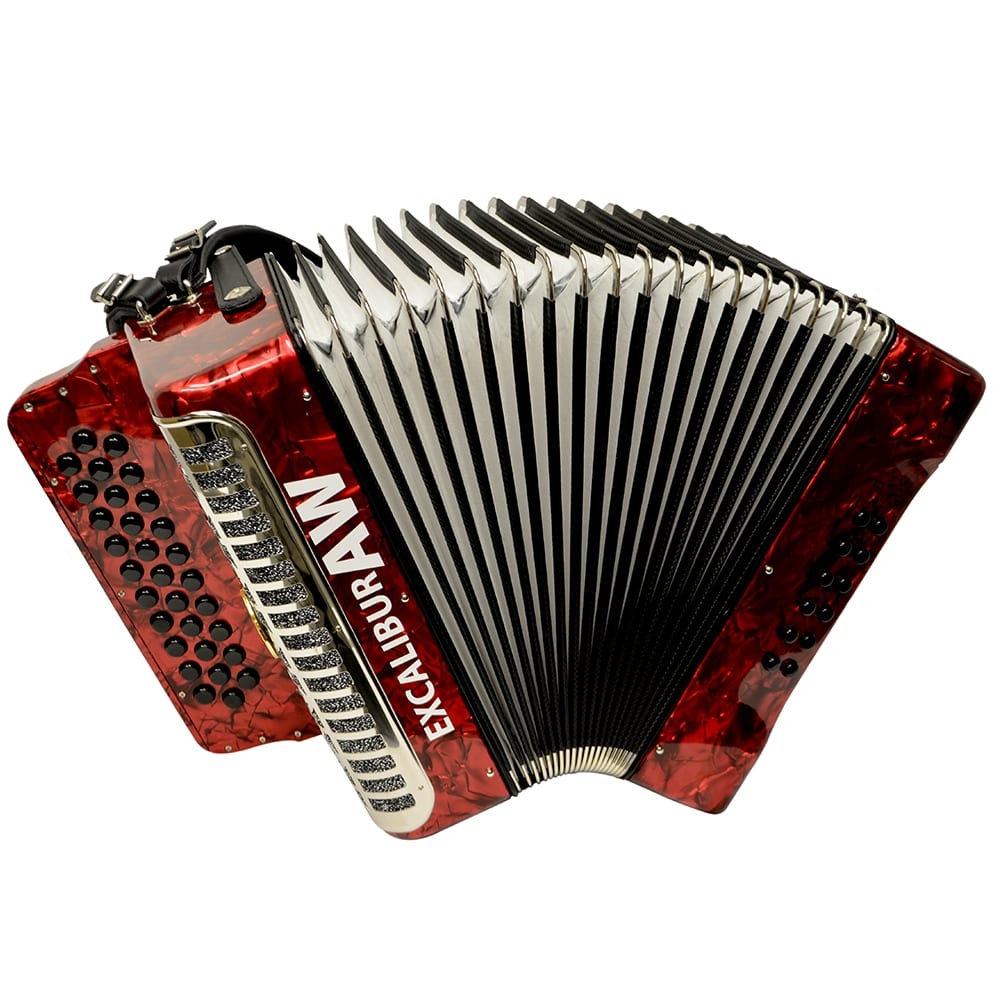 Excalibur Akordeon Werks Button Accordion - Pearl Red