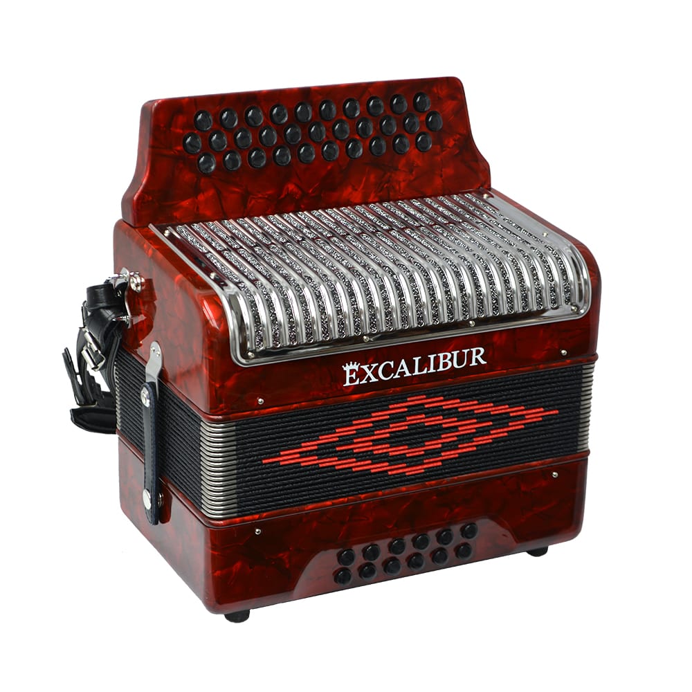 Excalibur Super Classic PSI 3 Row - Button Accordion - Red -  Key of GCF