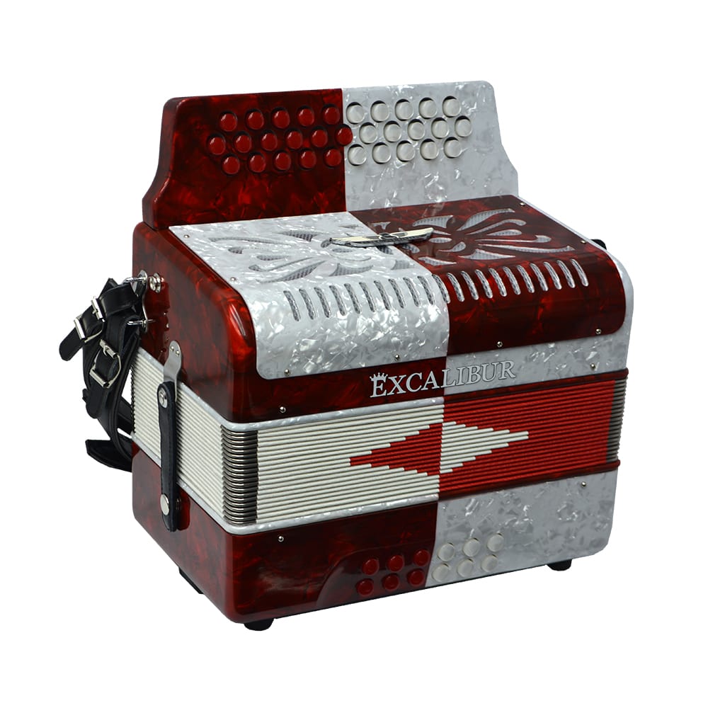 Excalibur Super Classic PSI 3 Row - Button Accordion - Red/White -  Key of FBE