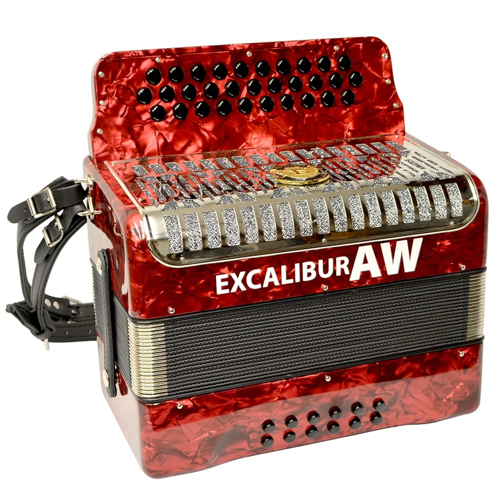 Excalibur Akordeon Werks Button Accordion - Pearl Red