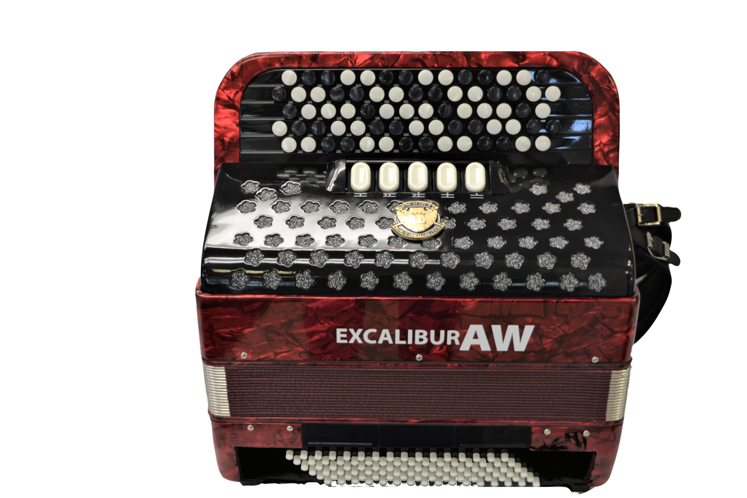 Excalibur 96 Bass Chromatic Button Accordion Akordeon Werks(AW) Red Polish C System