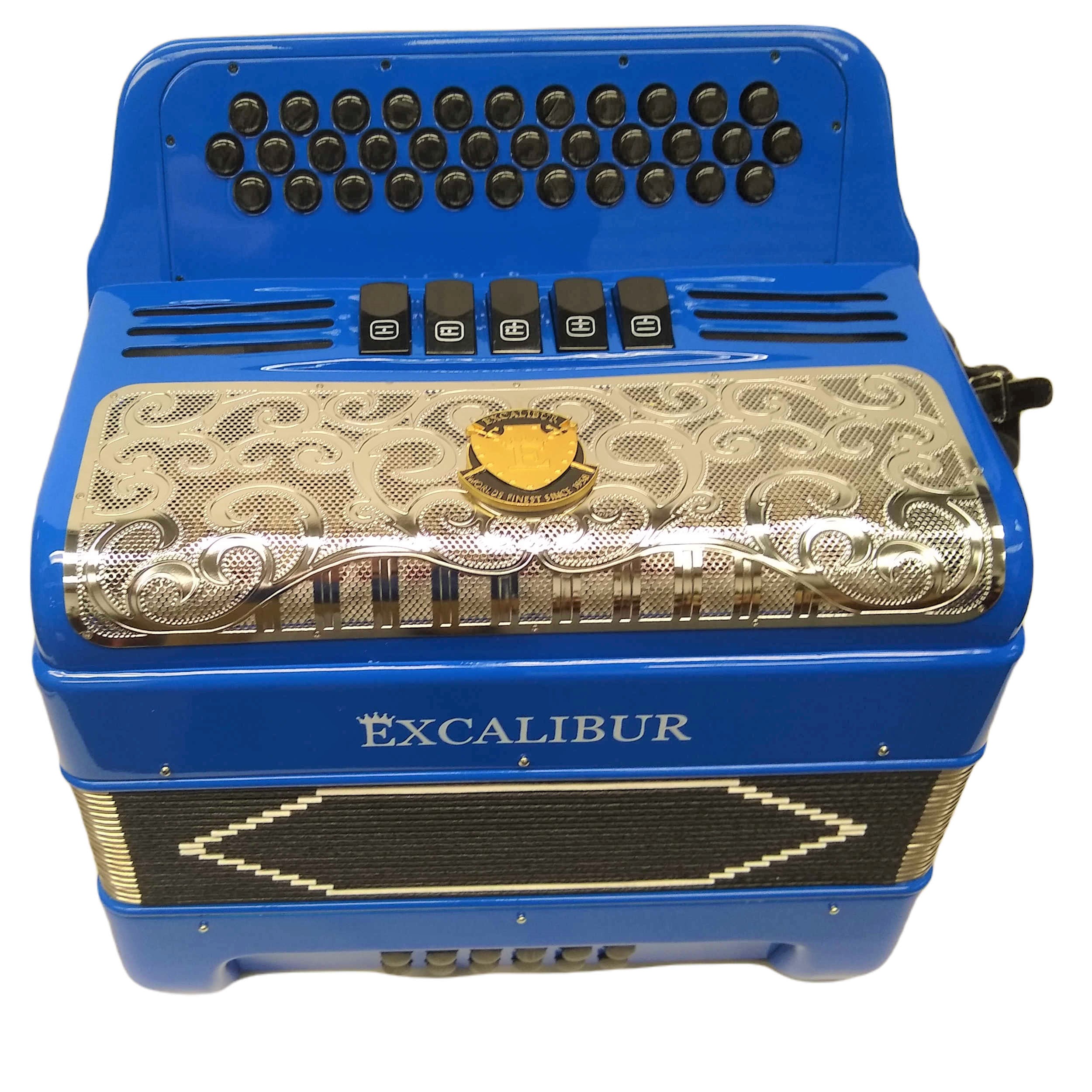 Excalibur Super Classic PSI  LTD 3 Row Button Accordion - Royal Blue