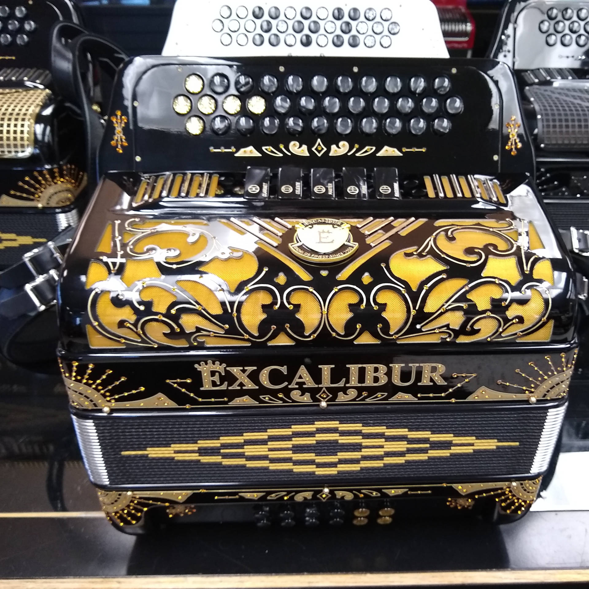 Excalibur Crown Custom 5 Switch Button Accordion Black/Gold