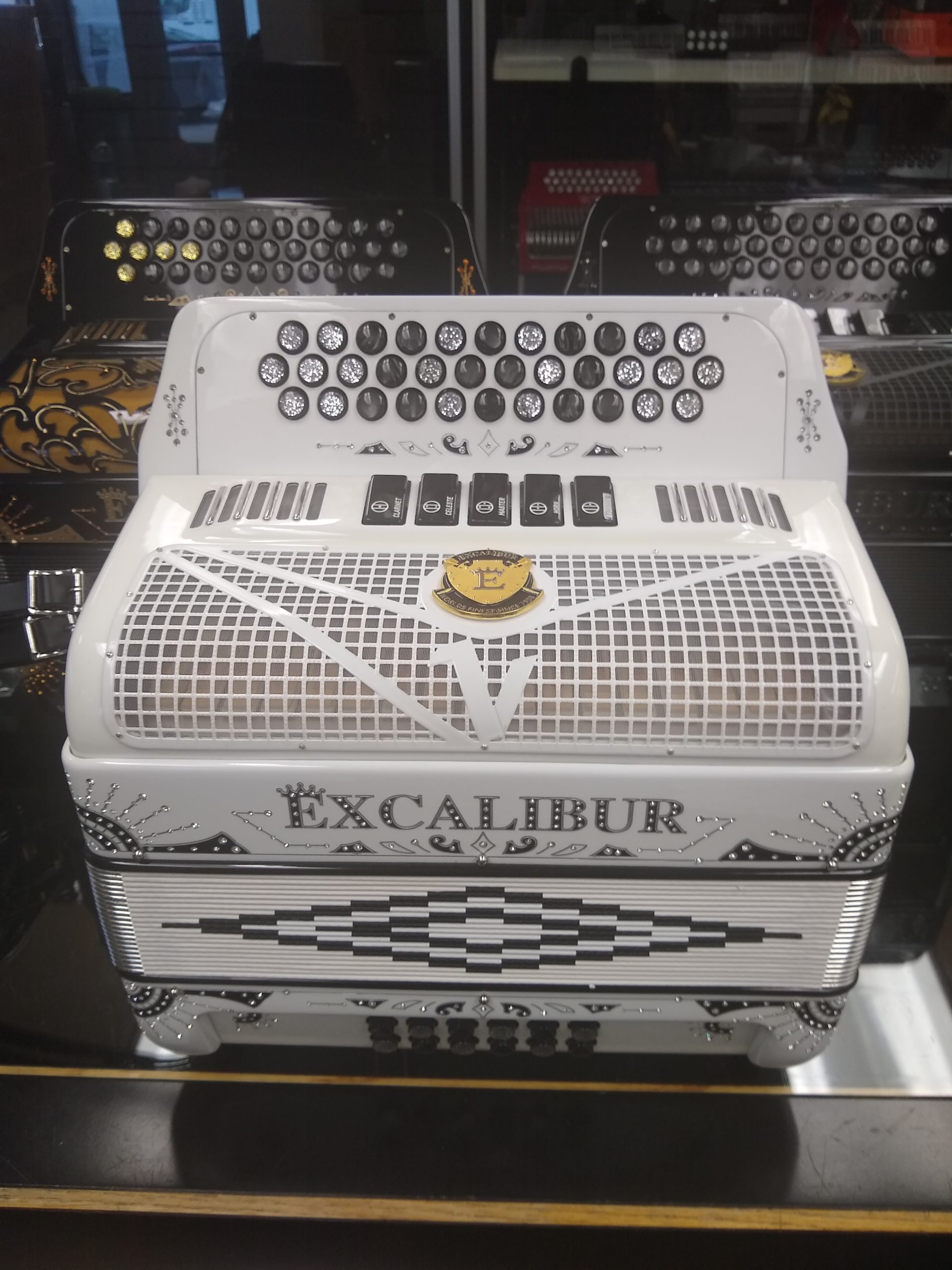 Excalibur Crown Custom 5 Switch Button Accordion White
