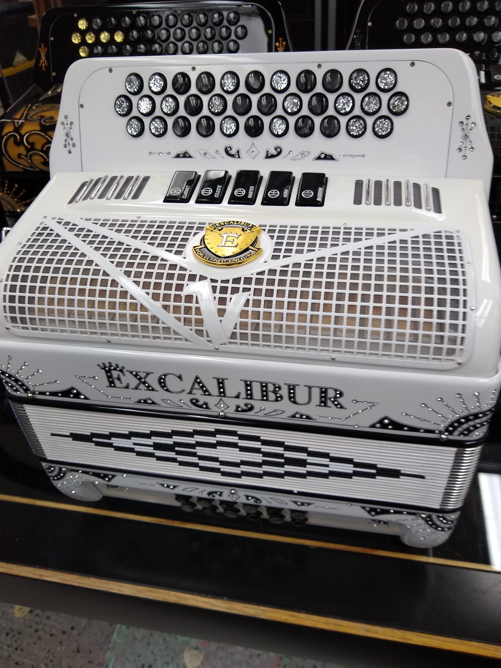 Excalibur Crown Custom 5 Switch Button Accordion White