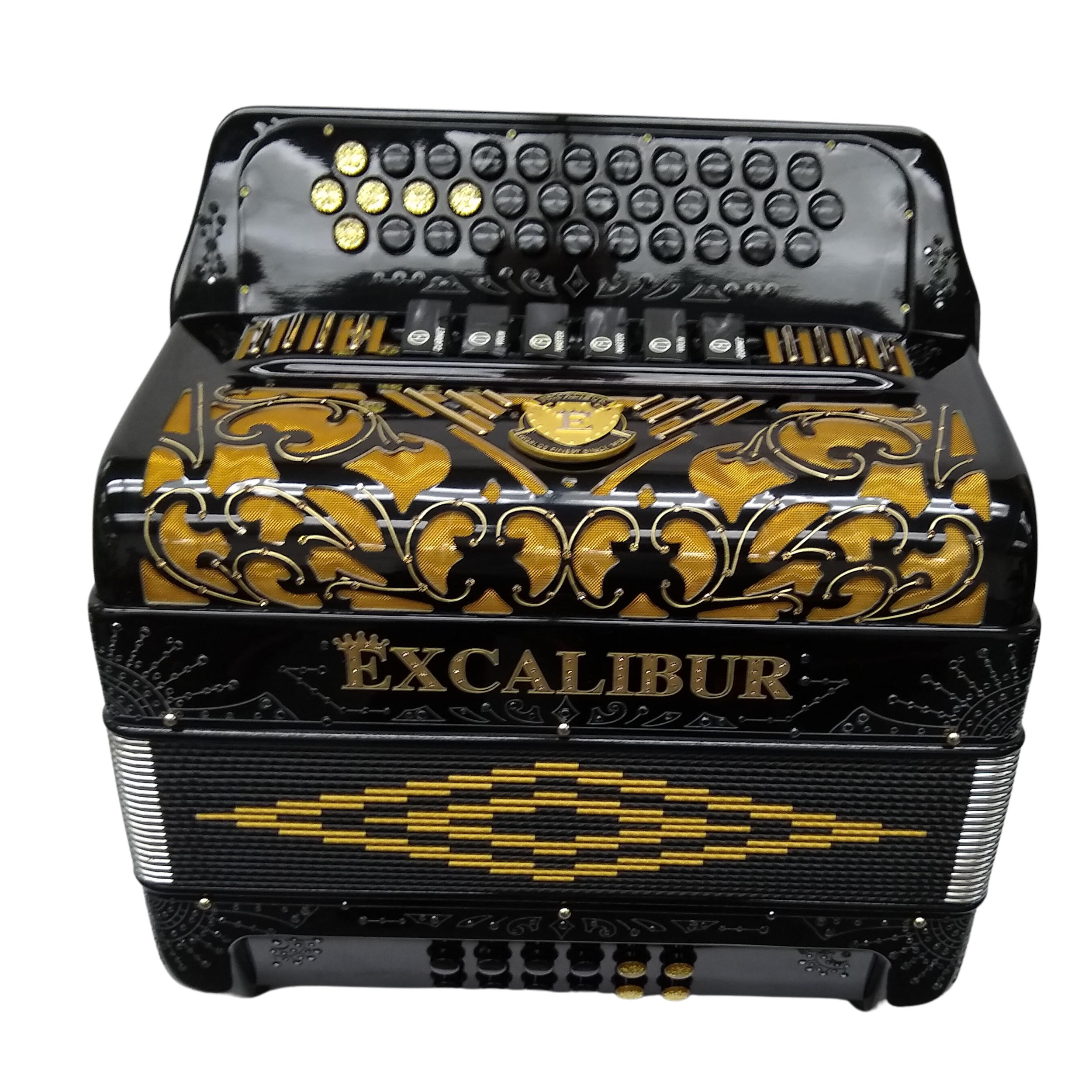 Excalibur Crown Series Button Accordion Two Tone 6 Switch Black & Gold