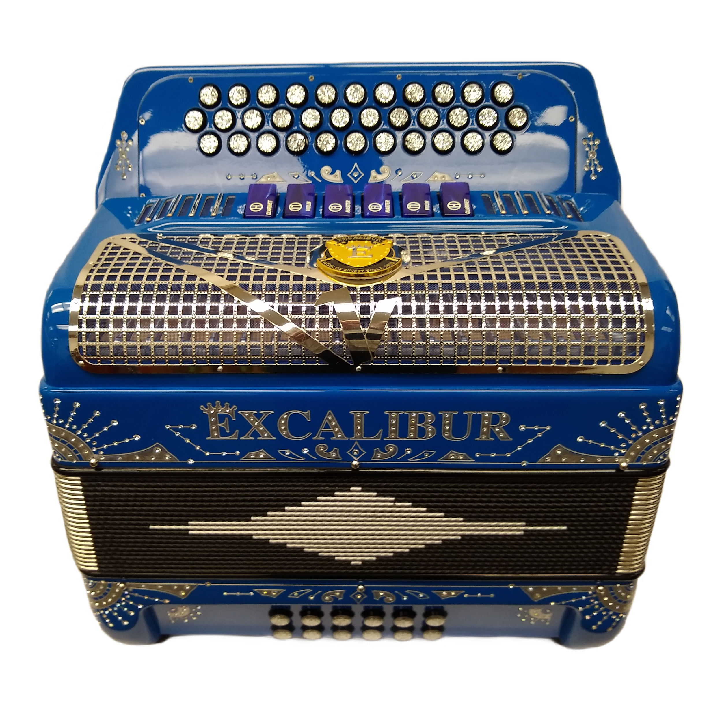 Excalibur Two Tone Button Accordion Sapphire Blue Custom w/Silver