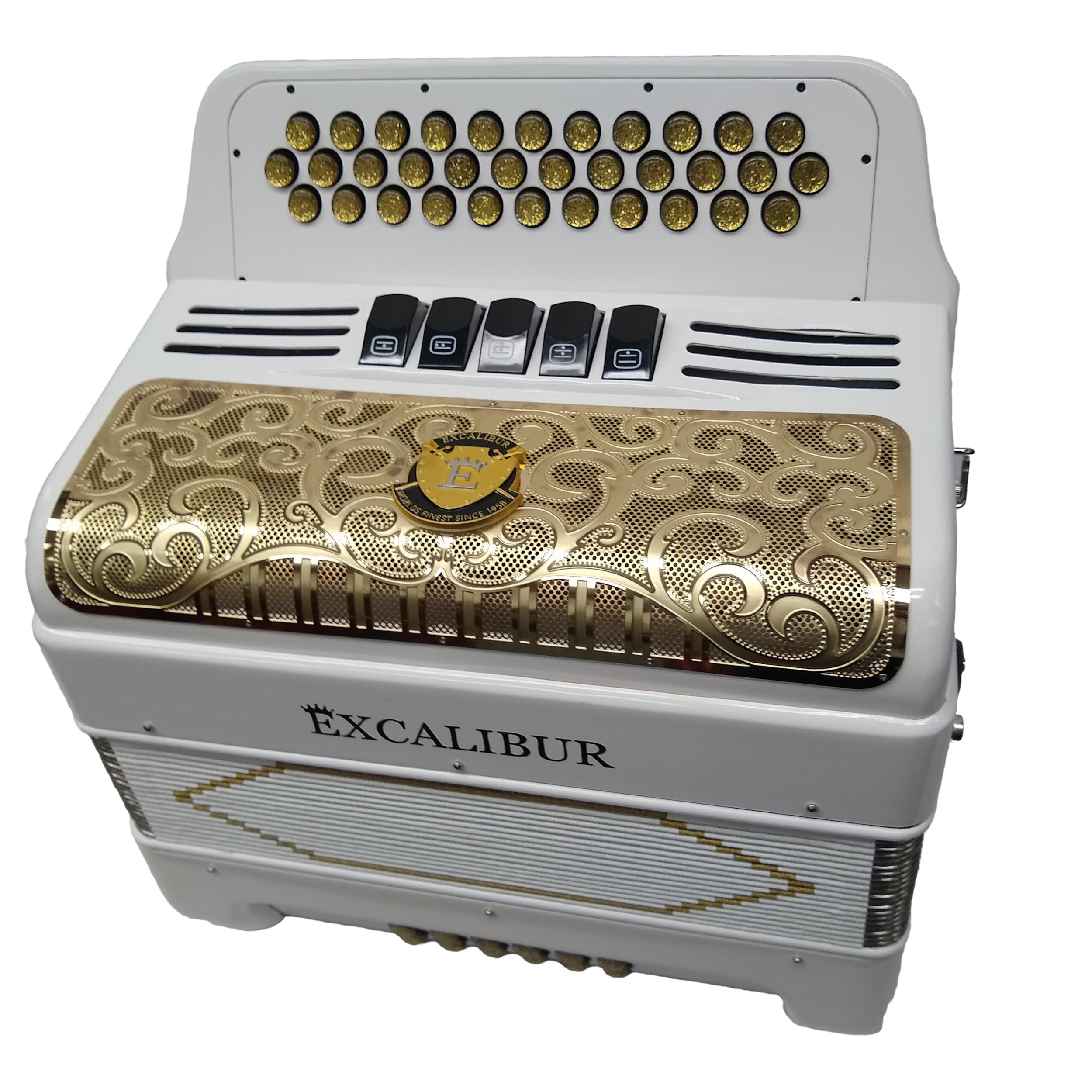 Excalibur PSI 34 Key LTD 5 Switch  Button Accordion White W/Gold